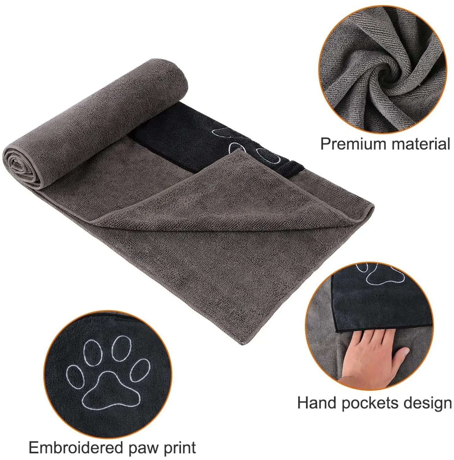 Pet Tørring Håndklæde Ultra-absorberende Dog badehåndklæde Microfiber 96*50cm Blødt Materiale i Microfiber Pote Print badehåndklæde