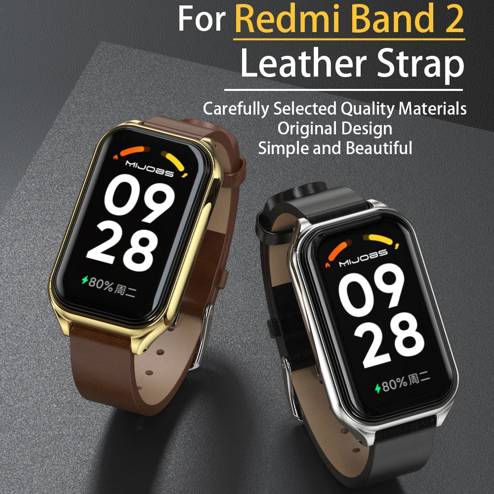 Strop til Xiaomi Redmi Smart Band 2 Læder Armbånd Band for Redmi 2 Armbånd Pulseira Correa