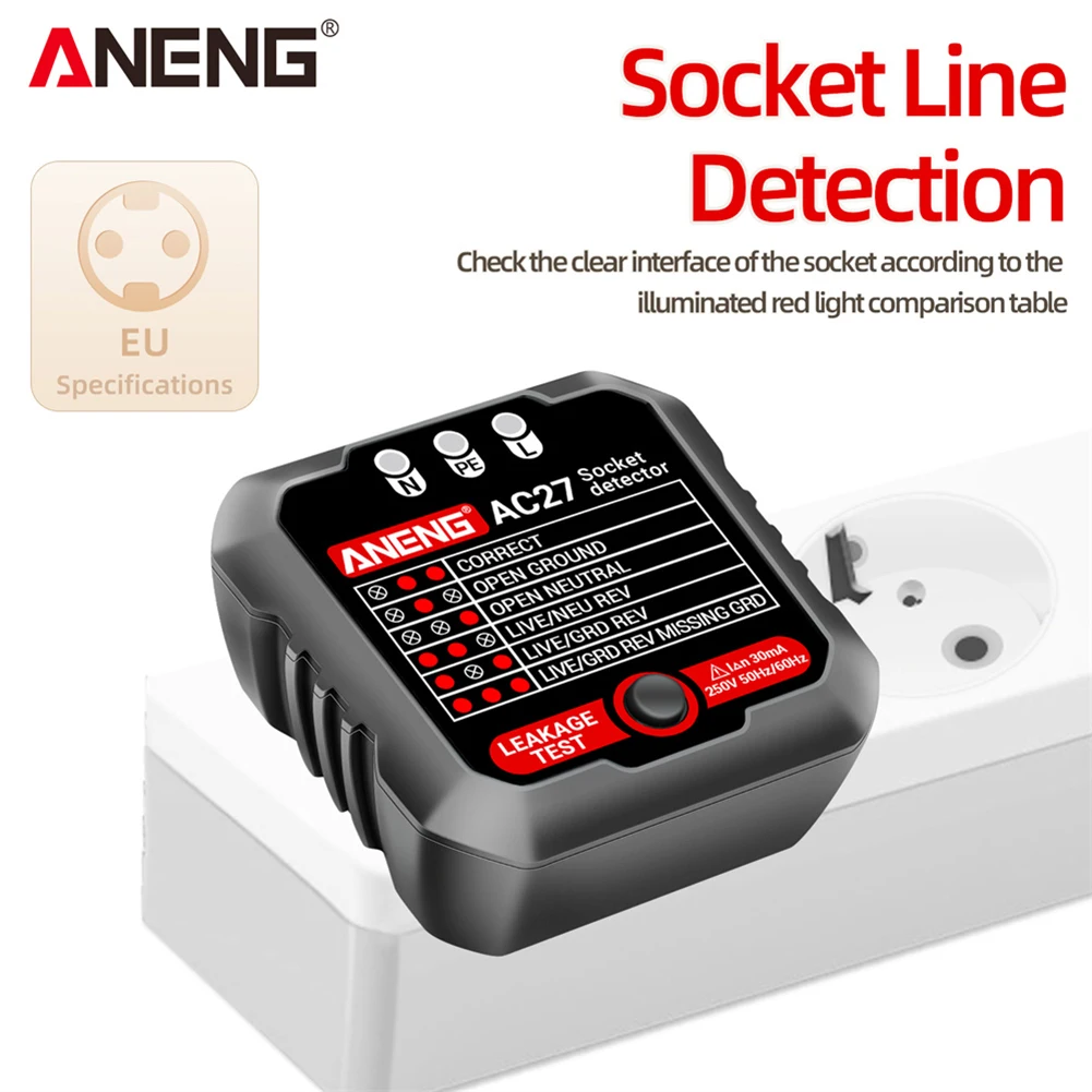 ANENG AC27 Smart Stik Tester EU/US Stik Polaritet Fase Check Spænding Detektor Test Electroscope Meter Circuit Breaker Finders