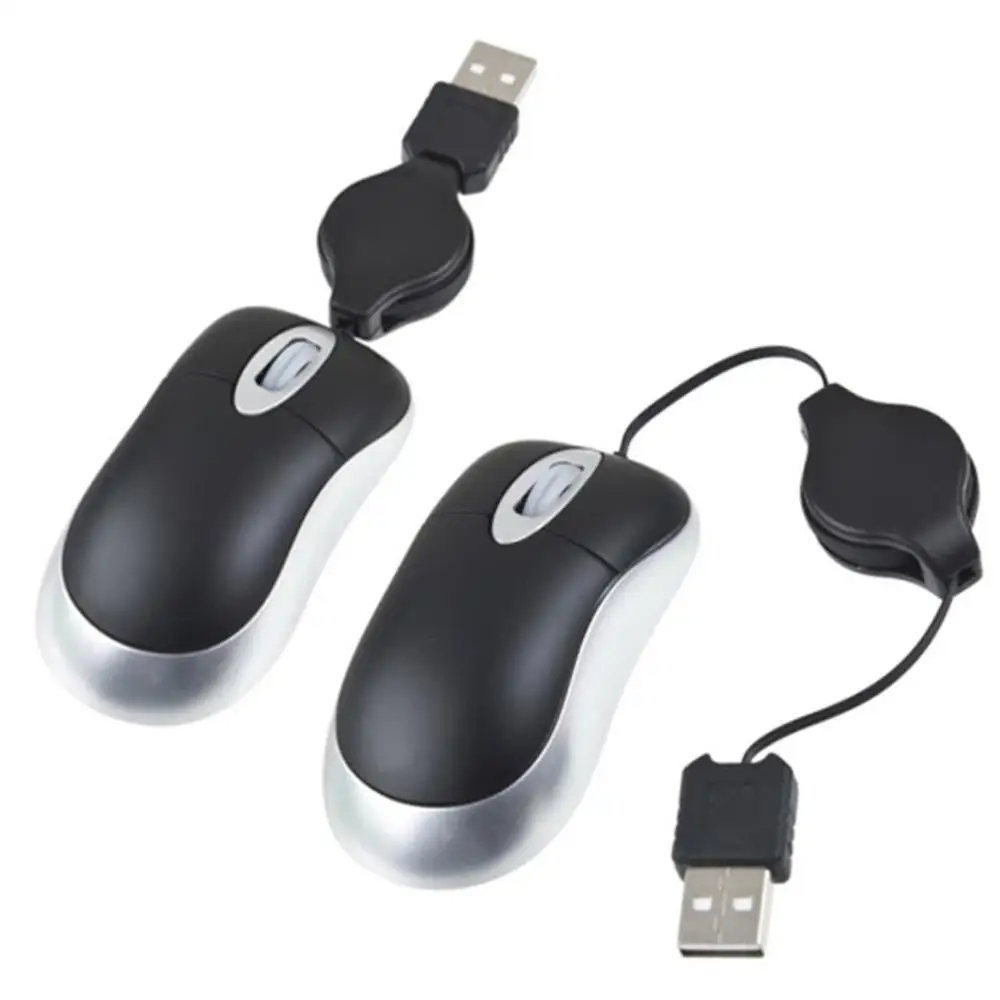 Bærbar Computer Bærbar USB 2.0/1.1 Retractable Mouse Slim USB Optical Scroll-Mus til Bærbare PC 800 dpi Optisk Sensor
