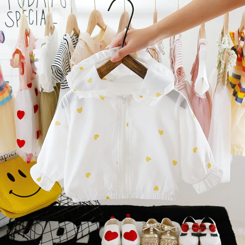 Sommer Fashion Let Kids Sun Passer Til Tops Dejlige Piger Coats Hooded Full Zip Baby Jakker Til 1-4 År