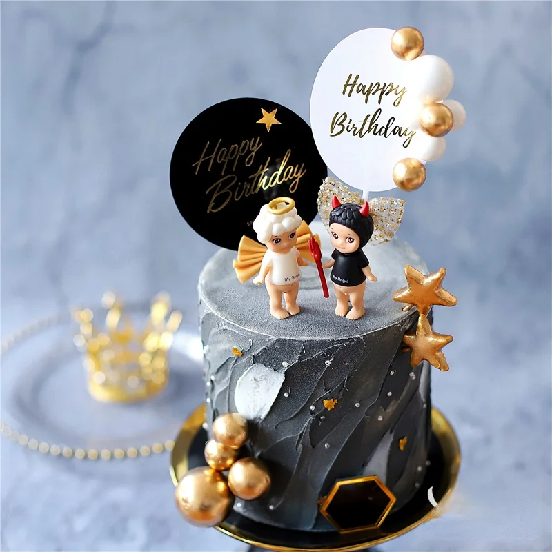 Swan Smukke Fjer Crystal Svane Happy Birthday Cake Topper Crown Black Swan Kage Topper Kids Fødselsdag Kage Dekorationer Kærlighed