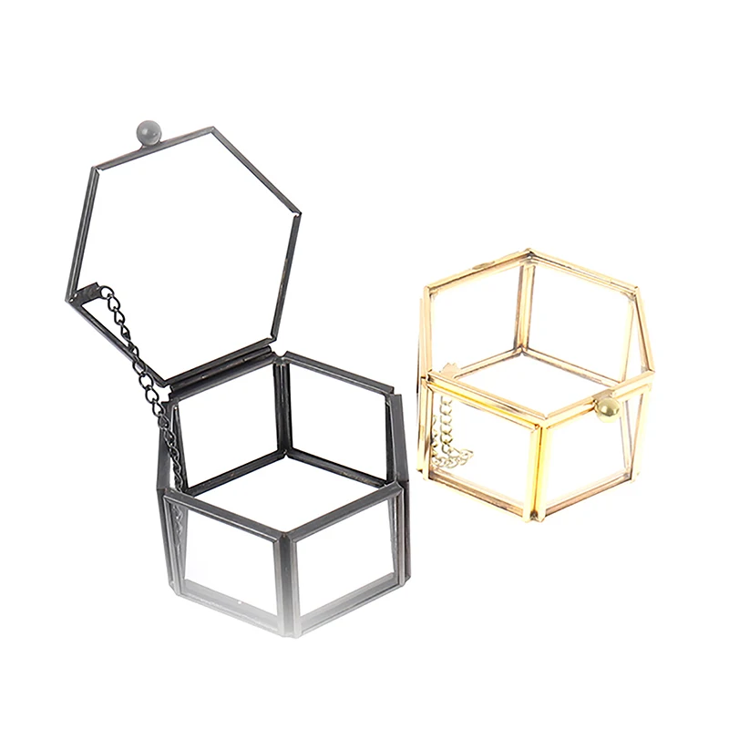 1 Pc ' Er Geometrisk Klart Glas, Smykker Boks Smykker Organisere Indehaveren Ring Box Halskæde, Armbånd, Øreringe, Smykker Tilbehør