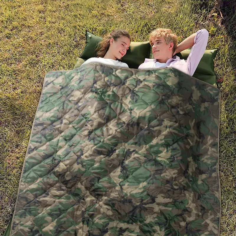 Camouflage Camping Quilt Bærbare Camping Tilbehør Picnic Varmt Tæppe Ultralet At Rejse Sovende Madras Rejse Mat