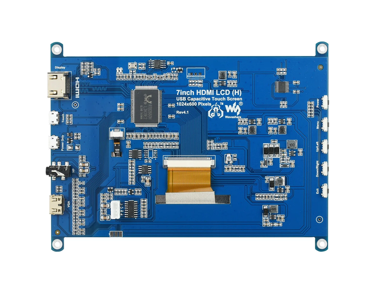 Waveshare 7 tommer HDMI LCD - (H) Computer Skærm 1024*600 IPS Kapacitiv Touch Skærm Understøtter Raspberry Pi Jetson Nano Win10 osv.