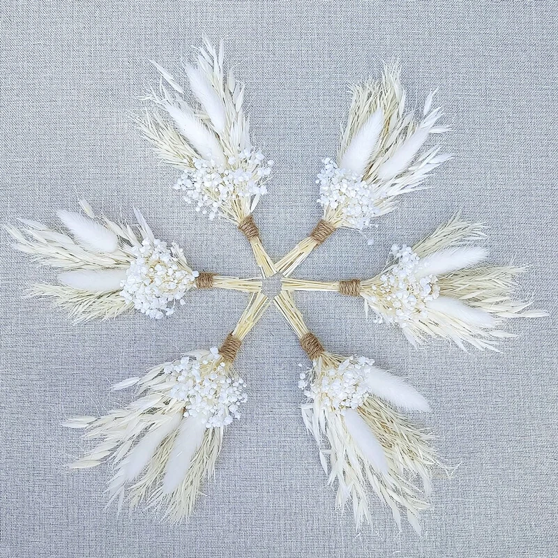3pcs Mini Corsage Gypsophila Buketter Naturlige Pampas Græs-Tørrede Blomster Dekoration Blade Lagurus DIY Håndværk Bryllup Kort Indretning