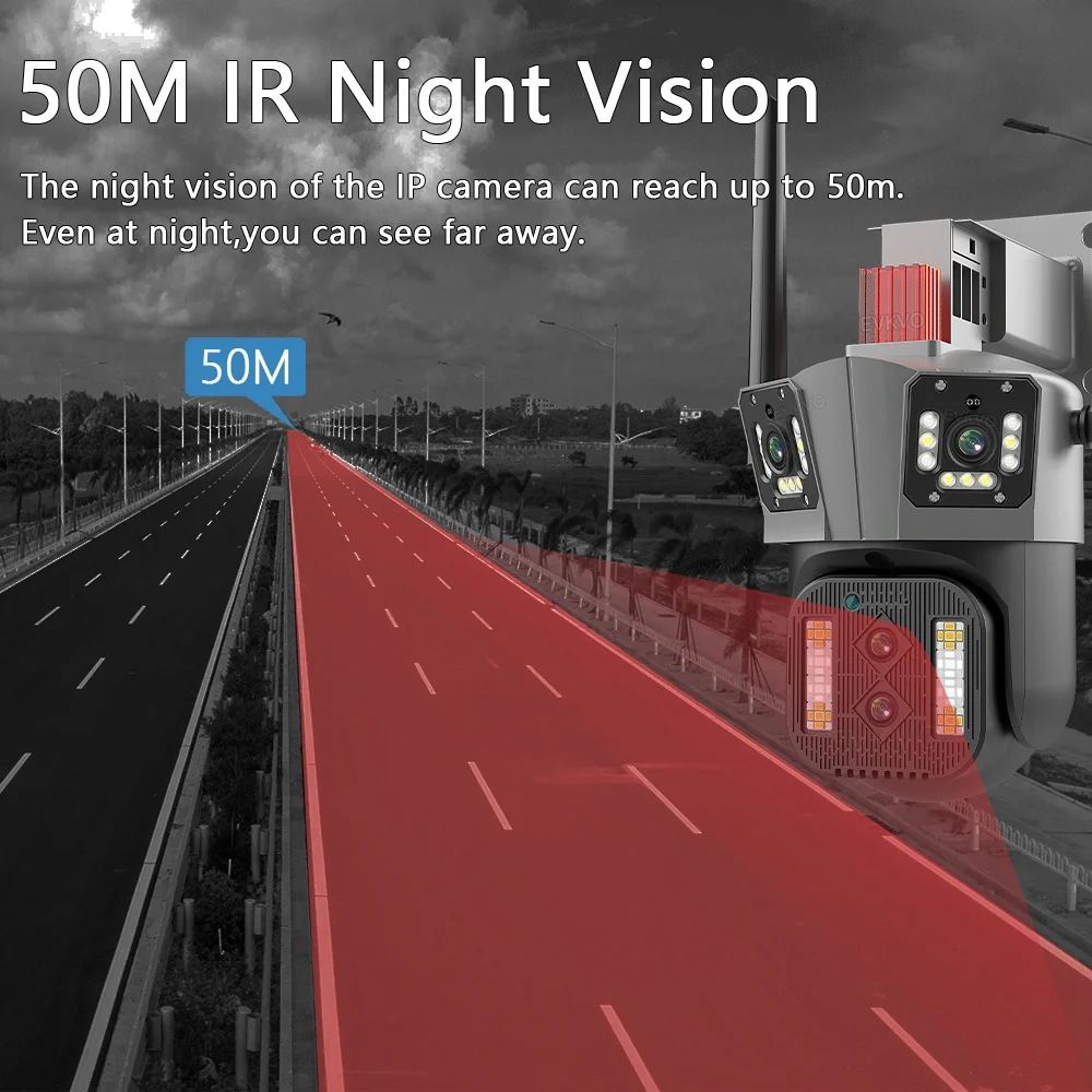 EVKVO 8K 16MP Fire Linse WIFI PTZ-Kamera 4K Tre Skærmen Offentlig AI Menneskelige Auto Tracking Sikkerhed CCTV overvågningskamera