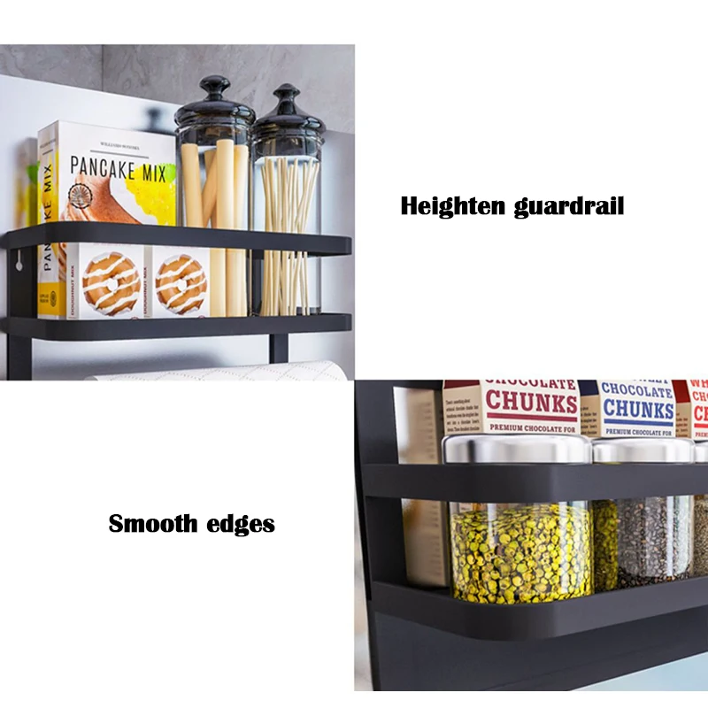 Foldbar Køleskab Arrangør Magnetisk Køleskab Spice Rack køkkenrulleholder Multi-purpose Køkken Opbevaring Hylde CLH@8