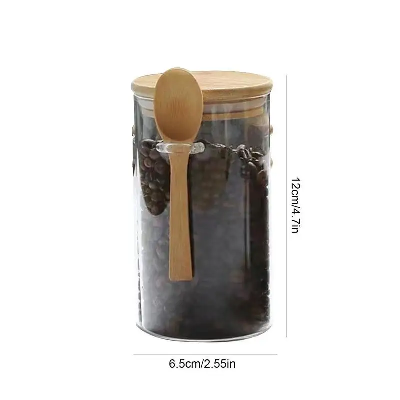Køkken Gennemsigtigt Glas Krukke Med Bambus Låg, Forsegling Husstand Tørret Frugt Opbevaring Krukke Til Opbevaring Af Mad Forsegling Krukke Med Ske
