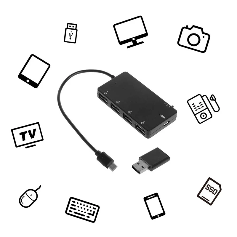 Micro-USB-OTG 4 Port Hub Power Adapter Kabel til Opladning til galaxy S4